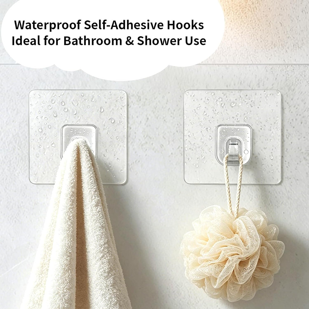 Adhesive Wall Hooks, 22 lb Max, Heavy-Duty Hold, No Drill, 20 Pack