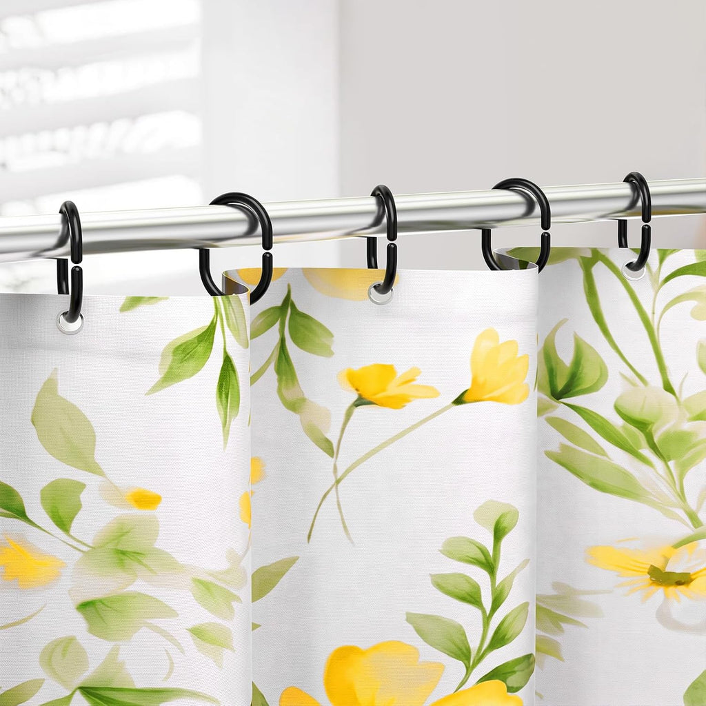 24 Pack Plastic Shower Curtain Hooks, Goowin C Shaped Black Shower Curtain Rings Rust Proof, Anti-Drop Shower Curtain Hangers Shower Hooks for Shower Curtain, Bathroom Shower Rings for Curtain, Black