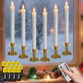 Eldnacele White Christmas Flameless Window Candles with Remote and Timer