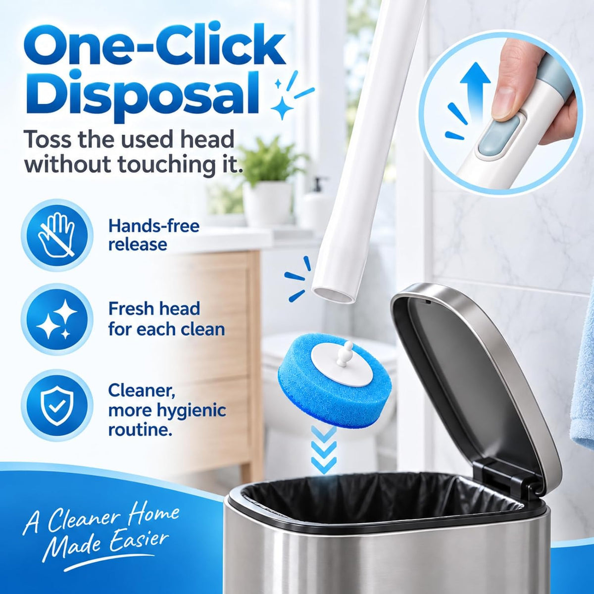 40 Count KZKR Disposable Toilet Brush Refill Heads | Pre-Loaded with Cleaner | Toilet Wand Replacement | Toilet and Bathroom Cleaning Supplies