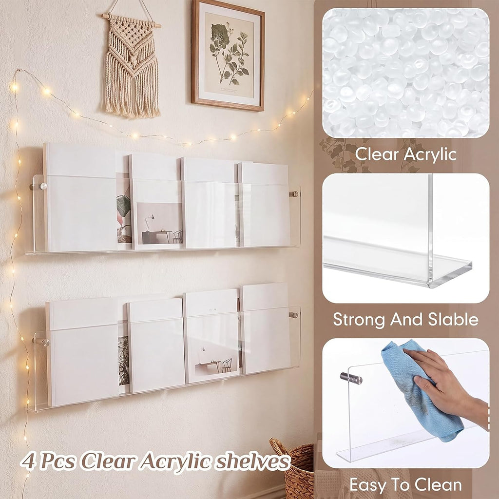 10 Pack Clear Acrylic Magazine Holder Wall, Brochure, 24 Inch