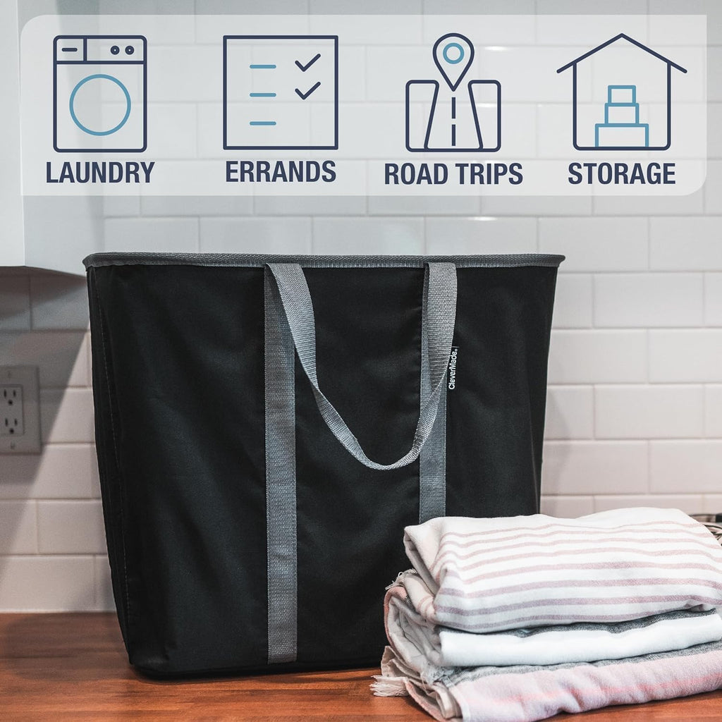 CleverMade Collapsible Laundry Baskets, 64L Caddy 2 Pack, Charcoal