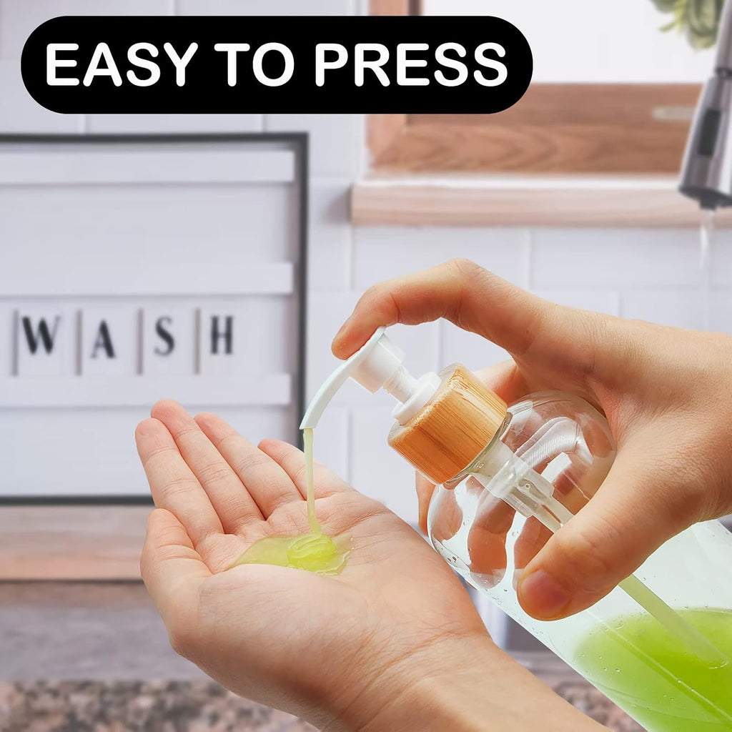 Clear Plastic Soap Dispenser Set - 16oz Refillable for Kitchen, Bathroom Shampoo & Conditioner