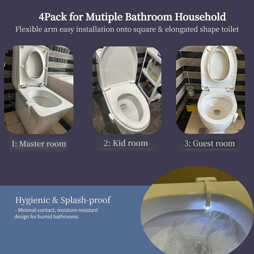 Chunace 4 Pack Toilet Night Light Motion Activated, USB-C Rechargeable