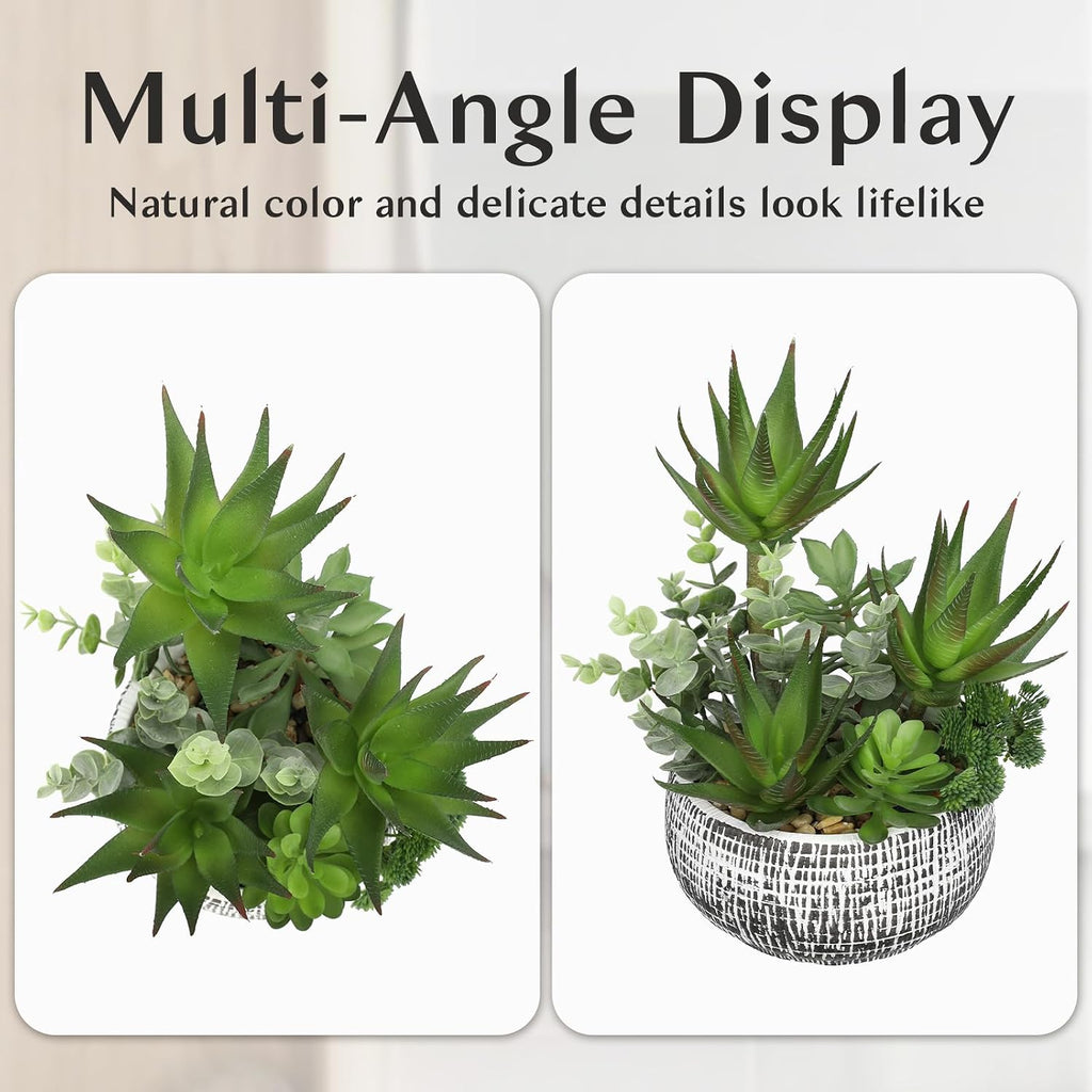 Large Artificial Succulent Aloe in Bowl Pot Faux Succulent Arrangement 11"