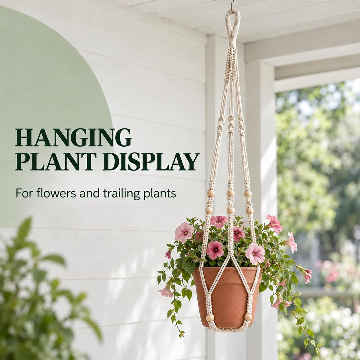 2 Pack Macrame Plant Hanger, 36 in Ivory Hanging Planter Holder