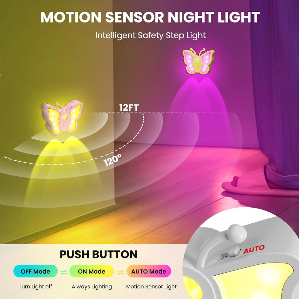 LOFTEK Motion Night Light, Rechargeable&Magnetic Butterfly Light, Off wht4P