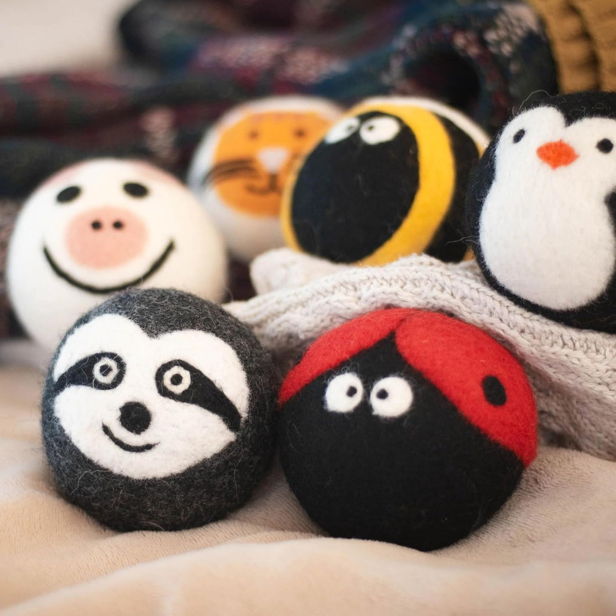 Friendsheep Wool Dryer Balls (6 Pack XL - Critter Camp)