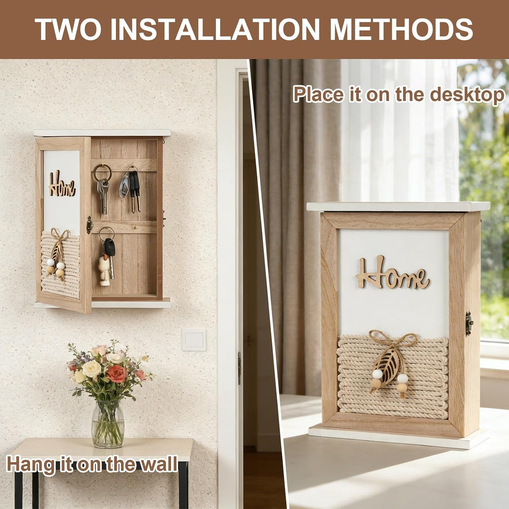 Key Holder for Wall, 6 Hooks Key Rack Wall Mount Decorative Key Box Holder
