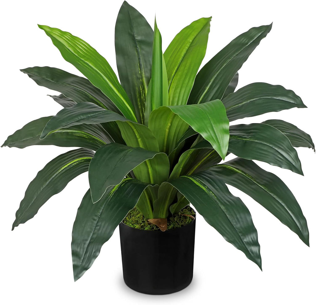 GnFlus Faux Plants 17'' Dracaena Artificial Plants Indoor Yucca Fake Potted Plant with 19 Leaves Tropical Silk Plant for Home Living Room Dining Table Kitchen Counter Office Shelf Décor