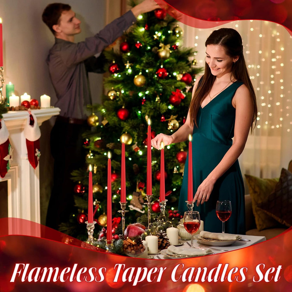Rossesay 64 Pcs Flameless LED Taper Candle, Flickering Candles,Red