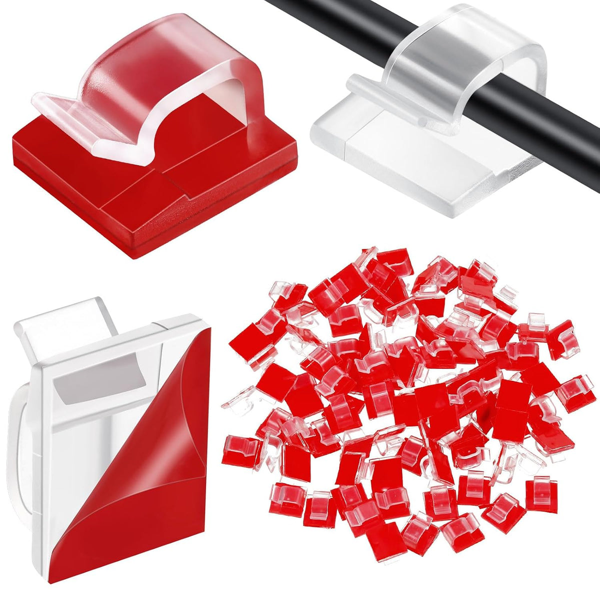 Blulu 100 Pcs Christmas Light Clips, Self Adhesive, Large, Clear