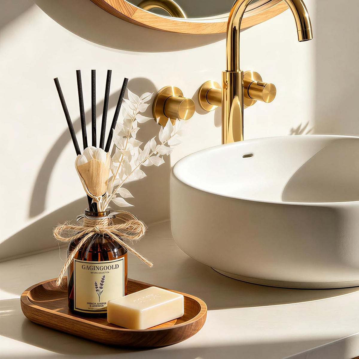 Reed Diffuser Set, Lavender Scent Diffuser with 10 Sticks & Decorative Flower, Long Lasting Diffusers for Home Fragrance, Vintage Decor for Bathroom Bedroom Office Shelf, 5 Fl.oz