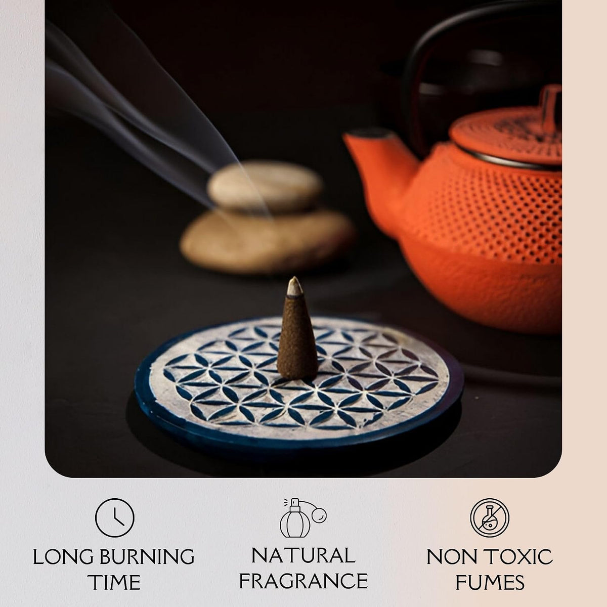 Natural Incense Dhoop Cones - 22 Pieces, 80 Grams Pack, Chemical Free Incense Dhoop Cones Floral Fragrance - Long Lasting by Hashcart®