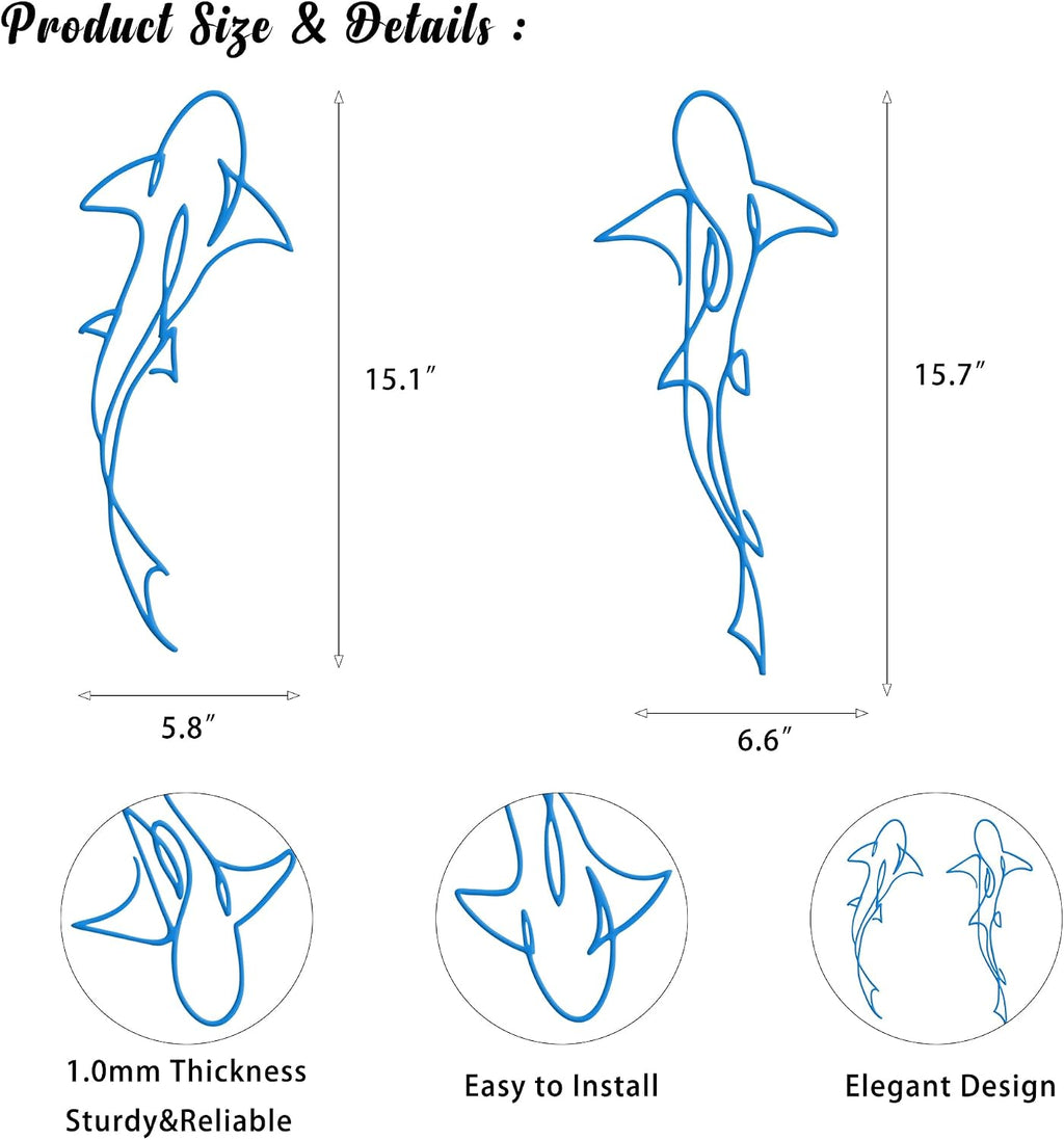 Xedatric Metal Fish Wall Art Shark Decor for Home