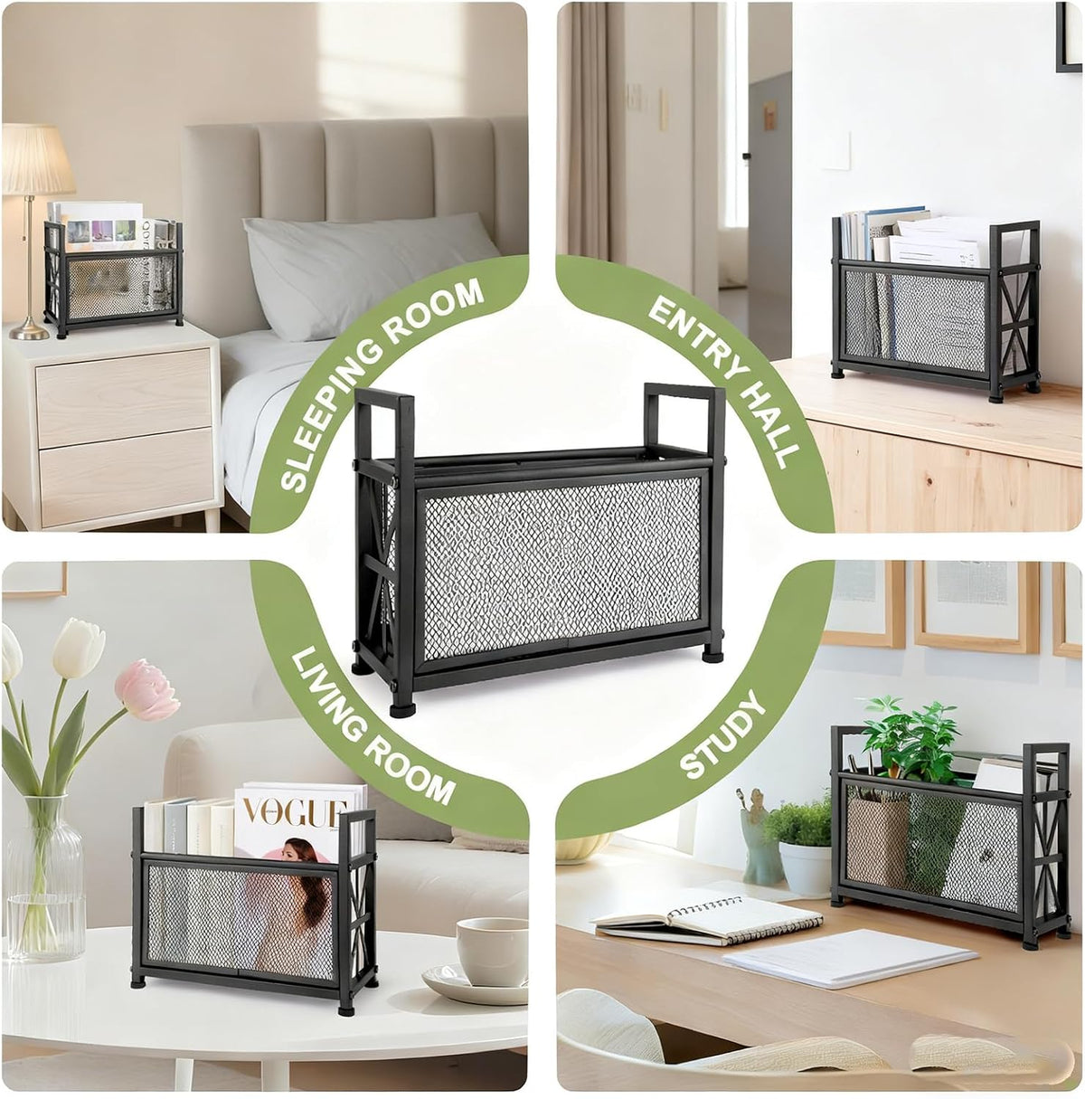 Magazine Rack Floor, Black Magazine Holder, Magazine Storage Basket