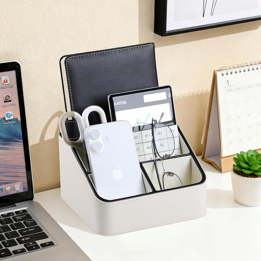 Remote Control Holder, Nightstand Organizer, Desk Caddy (Cream)