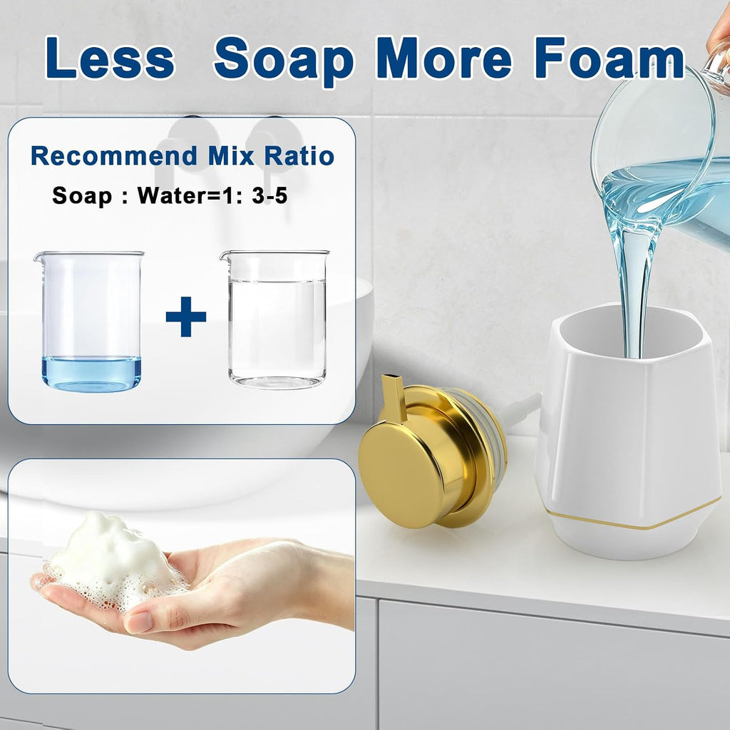 Natheeph 12oz Ceramic Foaming Soap Dispenser for Bathroom Kitchen Liquid