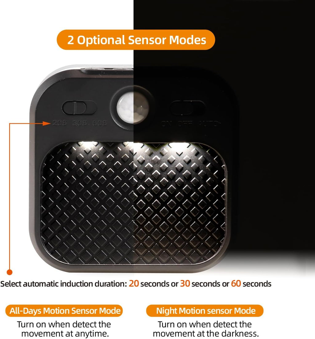 Motion Sensor Night Light Black, Rechargeable Magnetic Night Light with 3 Color Temperatures & Stepless Dimming, Timer Function, Soft Downward Anti-Glare Light for Hallway Stairs Closet Bedroom RV