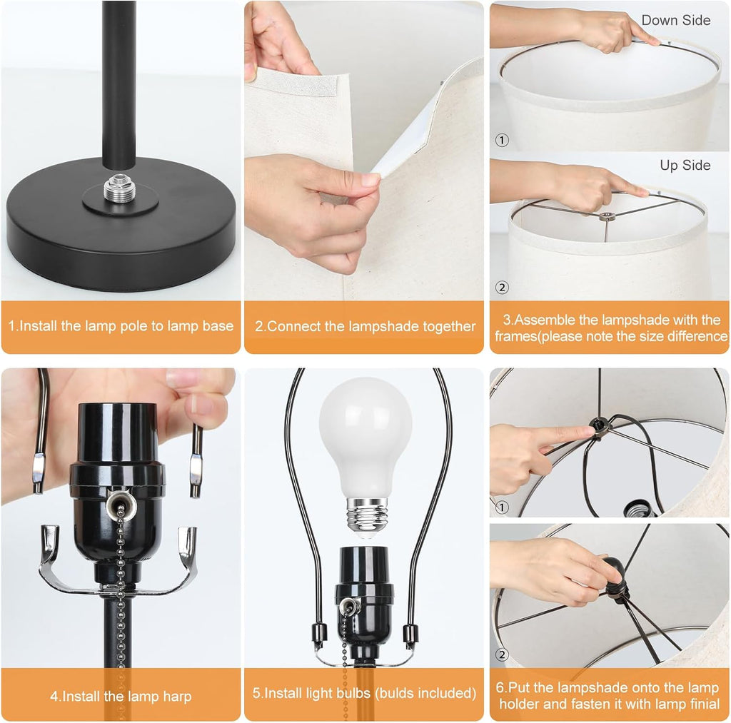 Black Single Table Lamp for Living Room Bedroom 22 to 30" Adjustable Height