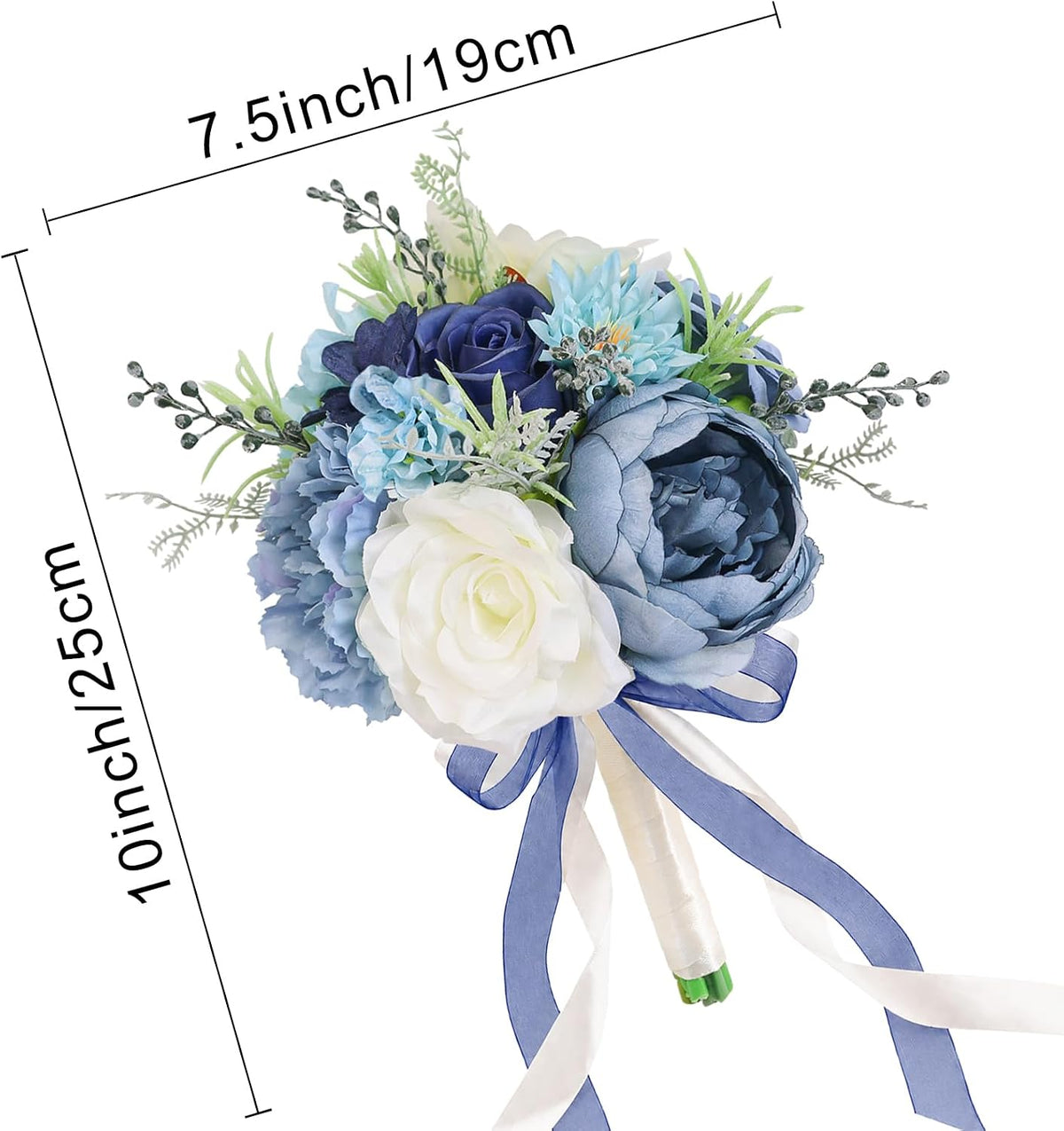Set of 4 Bridesmaid Bouquets for Wedding - Artificial Flowers Bouquets for Bridesmaids Small Floral Ceremony Anniversary Centerpieces Decorations - Wildflower，9 Inch