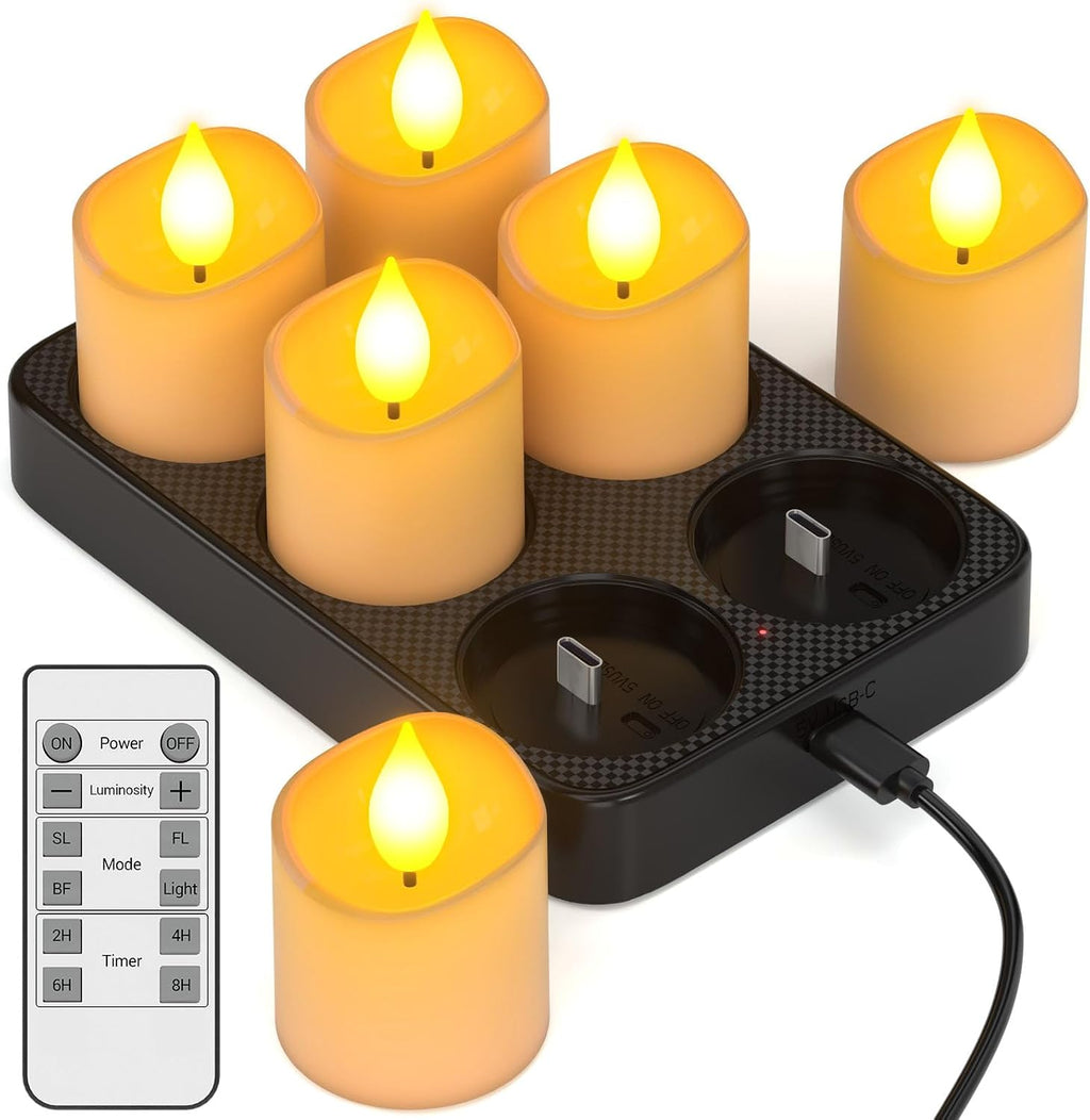 Yme Rechargeable Votive Candles Battery Operated with Remote & Timer