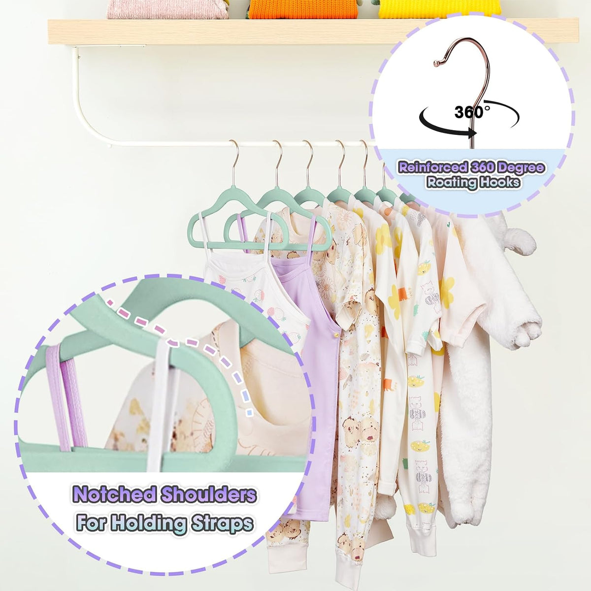 Baby Hangers 11.4 Inch 50 Pack Velvet Kid Hangers (Teal)