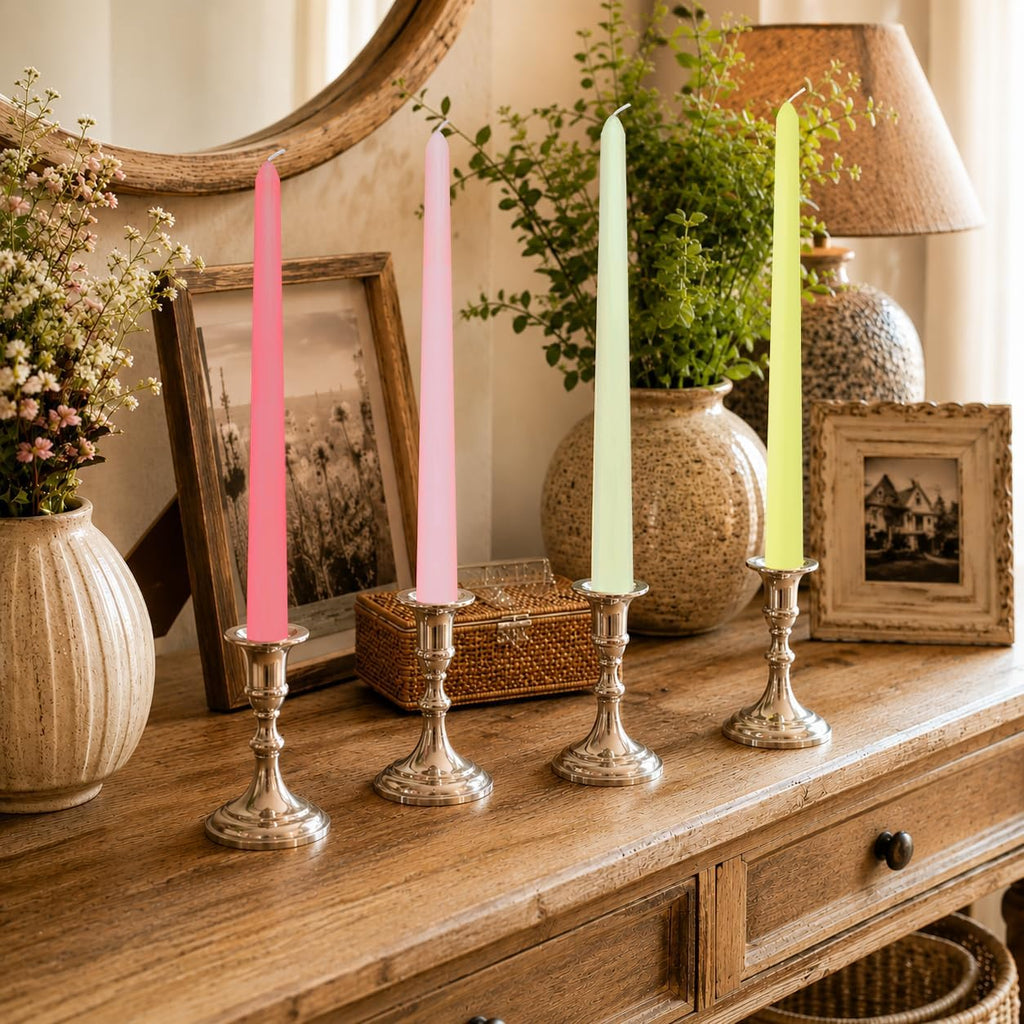 10 Inch Multi Color Taper Candles, 8 Pack Unscented Dripless 6-8 Hours Burn Candlesticks for Holiday, Dinner, Party