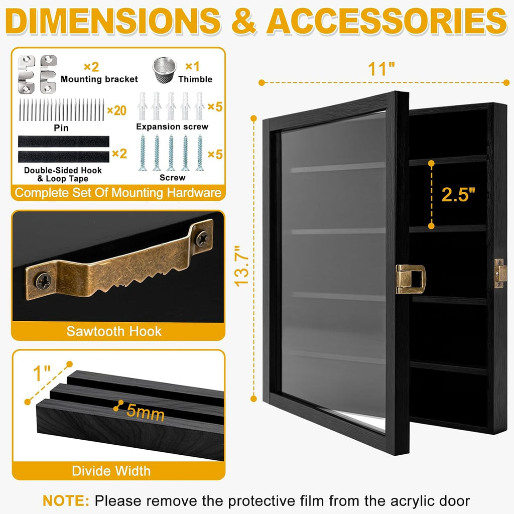 2Pcs Military Challenge Coin Display Case Wooden Shadow Box