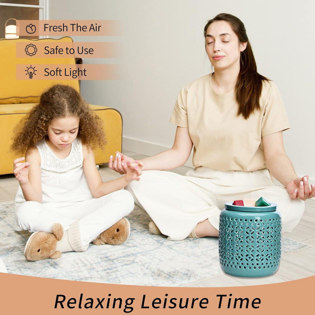 ASAWASA Ceramic Wax Melt Warmer for Scented Wax with Timer(Cyan Copper )
