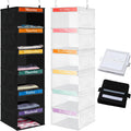 Amylove 2 Pcs 6 Shelf Hanging Weekly Clothes Organizer for Kid,Black,White