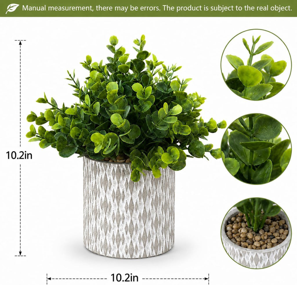 Faux Plants Indoor, Set of 3 Lavender Eucalyptus in Cement Pots
