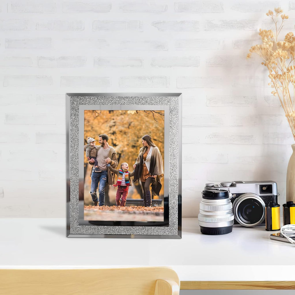 Calenzana 5x7 Picture Frame Sparkle Glass Photo Frames for Tabletop, Set of 2