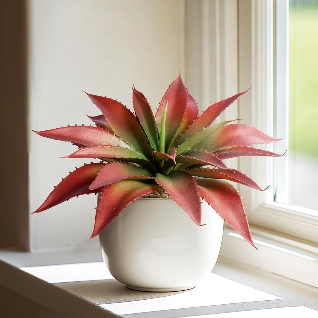 Artificial Succulents Fake Plants UV Resistant for Outdoor 2PC Red
