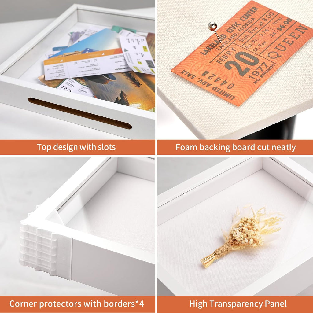 Travel Adventure Archive Shadow Box Frame with Slot, 12x12in White