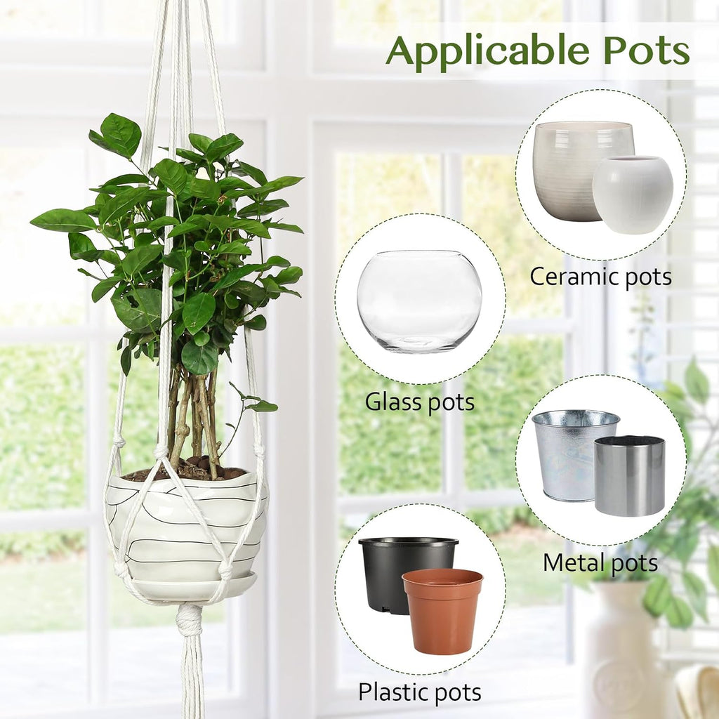 AOMGD 6 Pack Macrame Plant Hanger Indoor Hanging Planters, 43", Ivory