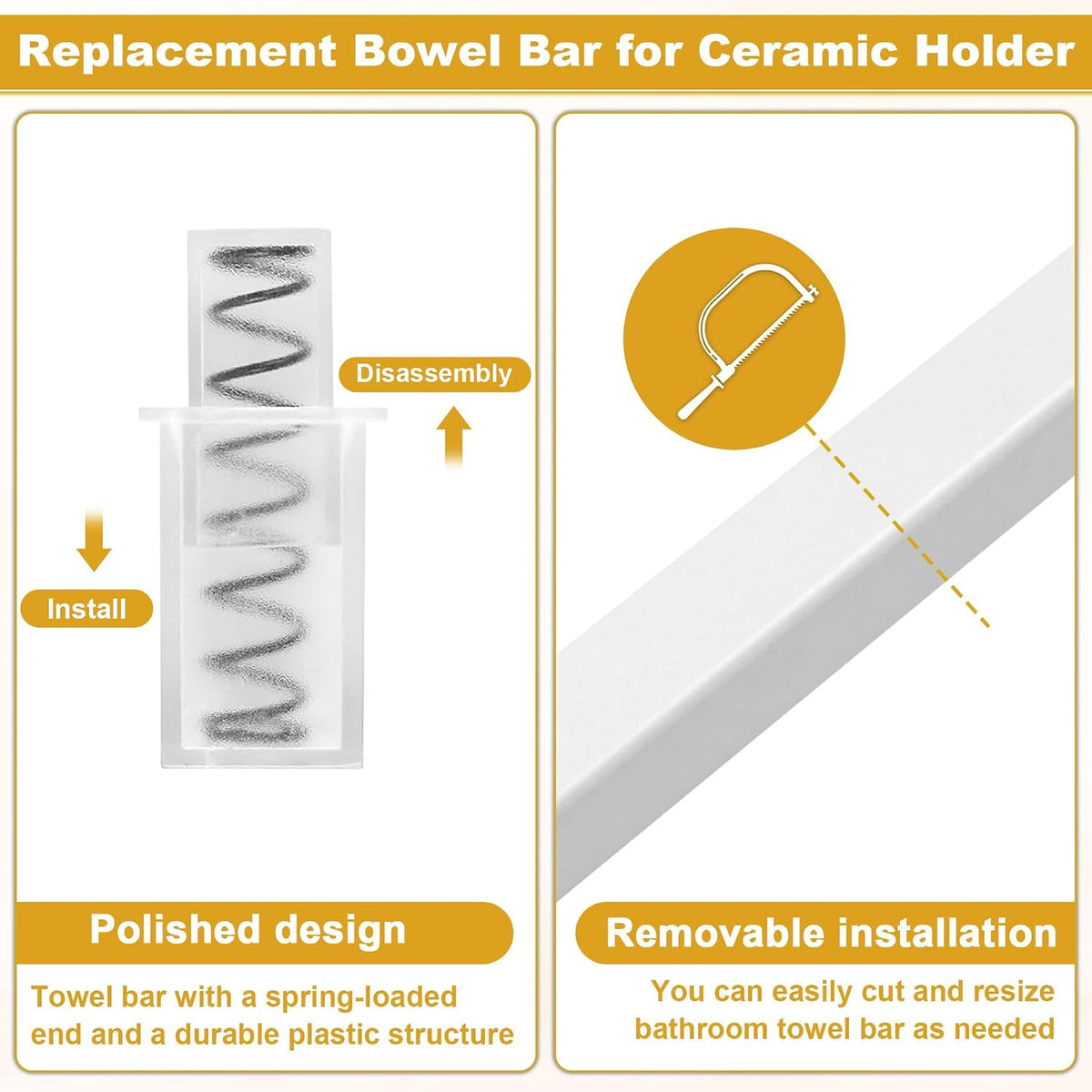 2 Pack 24 Inch Towel Bar Replacement Rod for Square Ceramic Holders