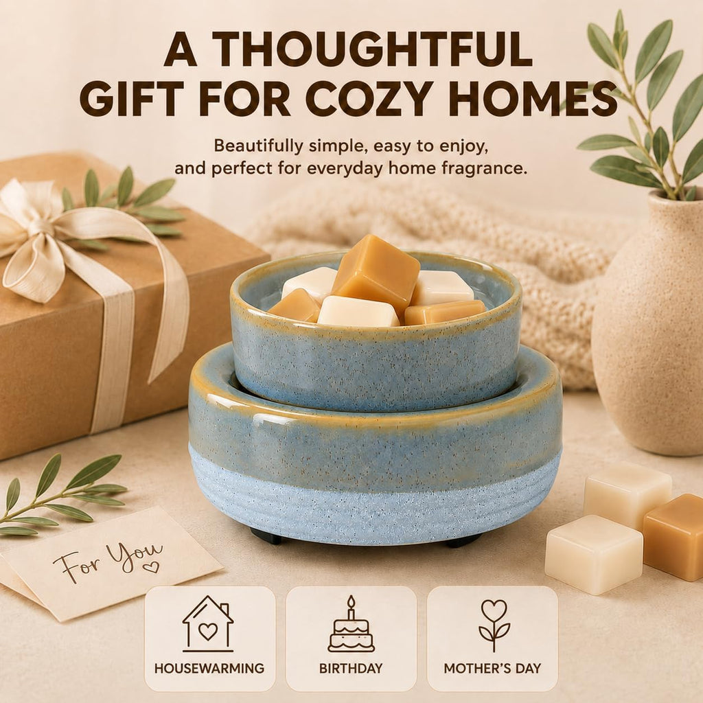 Wax Melt Warmer, Ceramic Candle Melter Melting Wax 3-in-1 Oil Burner Electric Fits Yankee Large Jar, Scented Candle Holder for Home Decor Gifts for Mom Grandma Women Girls