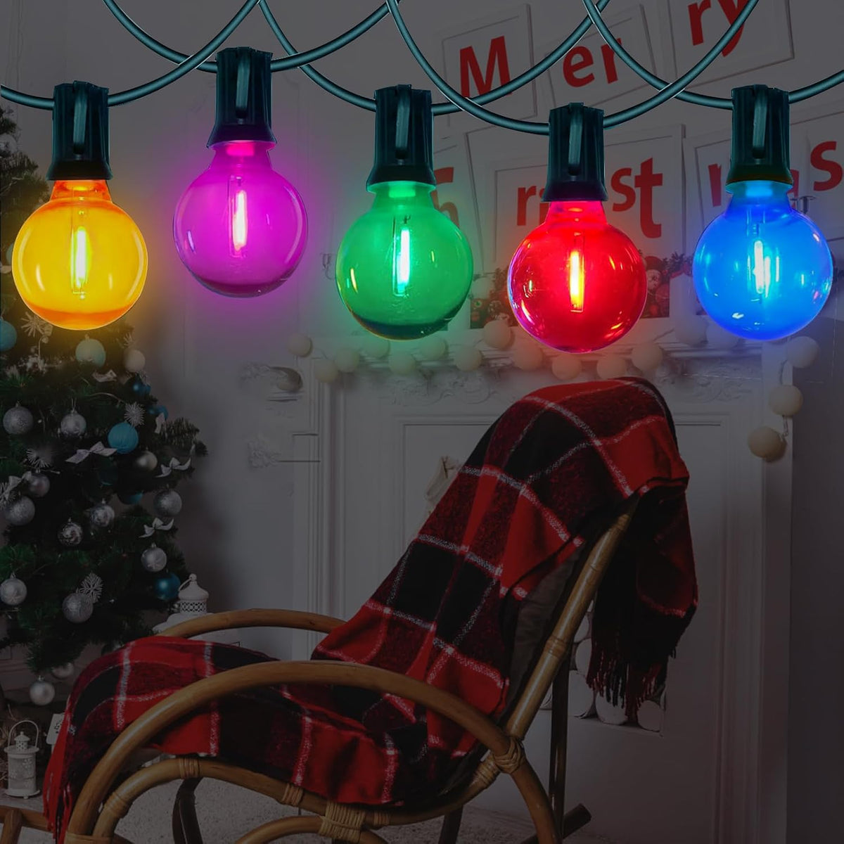 25FT Outdoor String Lights, G40 LED Multicolor Globe, Shatterproof