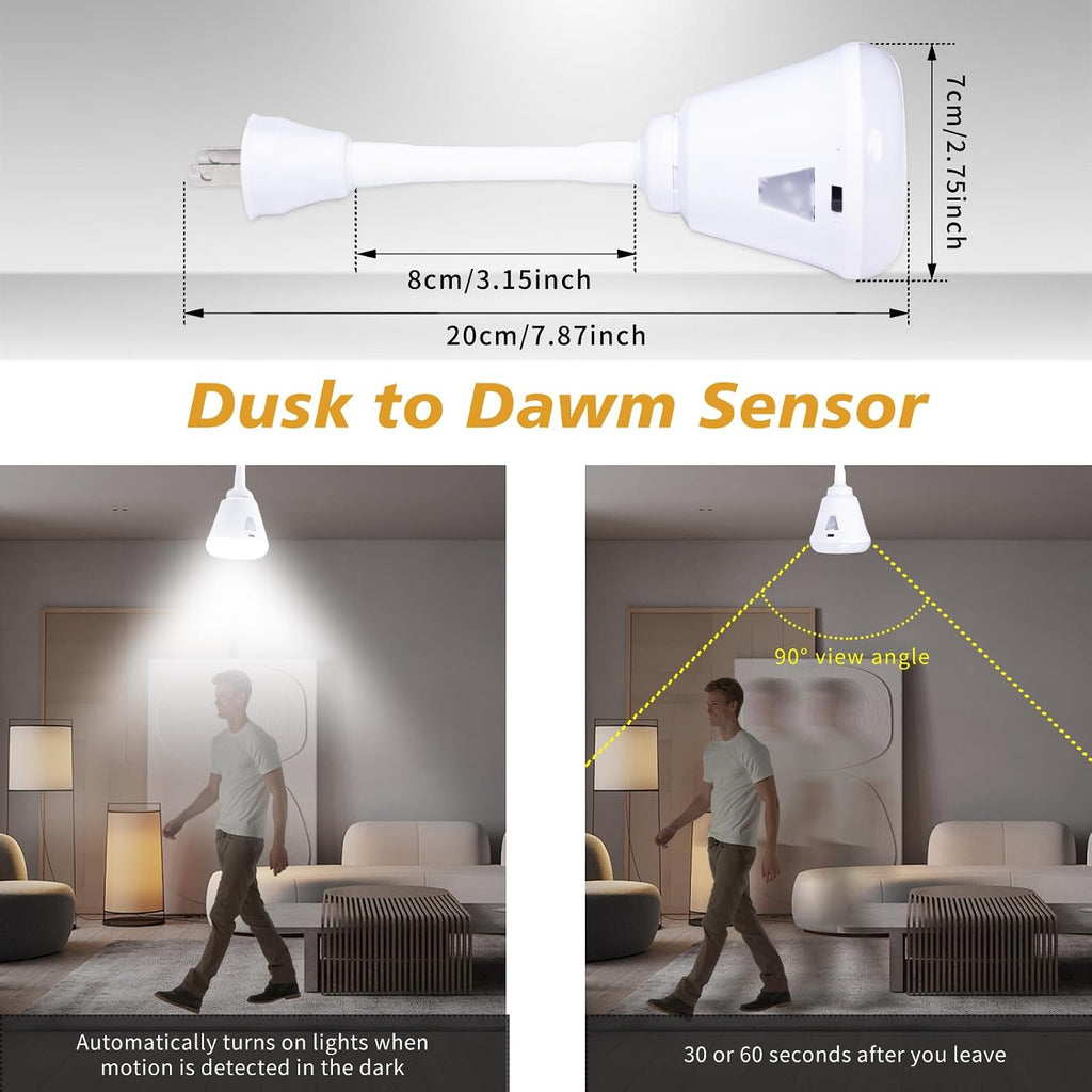 Plug in Motion Sensor Night Light Indoor LED Infrared Motion Detector Night Light for AC Outlet, Dusk to Dawn Sensor, 360° Rotating for Stairs Garage, 6W Cool White Light US Plug