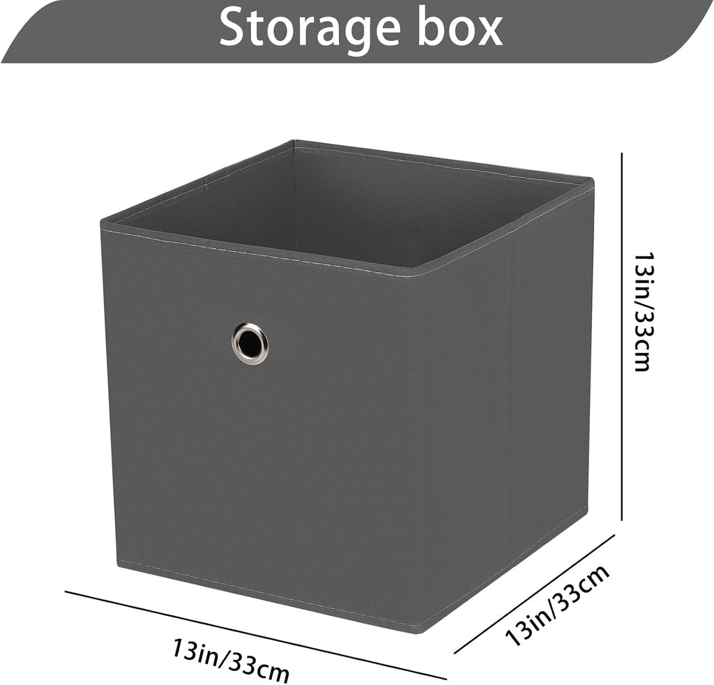 13x13x13 storage cube bins,collapsible fabric storage cubes Decorative storage basket,13 inch Record cube storage box for shelves,clothing,shelf,drawer,bathroom organizer,Set of 3 (Grey)