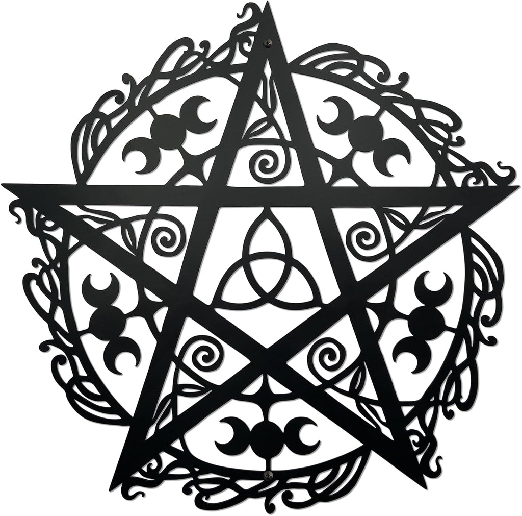 AWISBI Witchy Wall Decor, Triple Moon Pentagram Metal Art for Gothic Home
