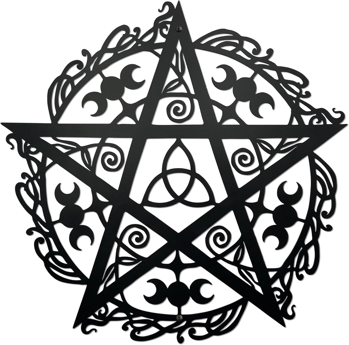 AWISBI Witchy Wall Decor, Triple Moon Pentagram Metal Art for Gothic Home