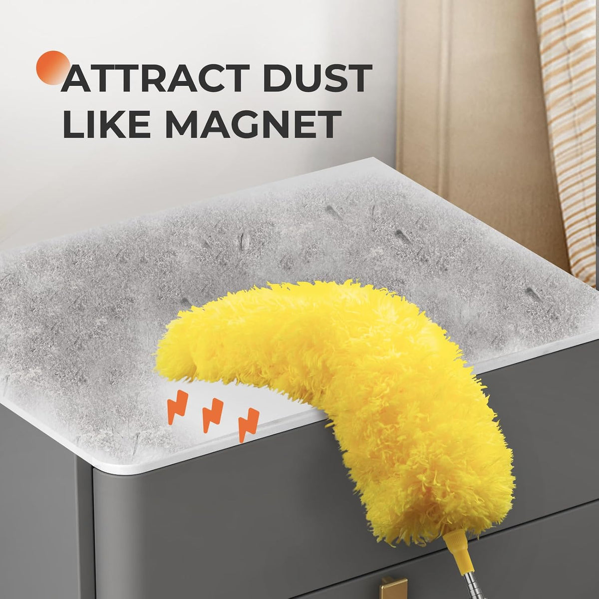Microfiber Feather Duster, High Ceiling Fans with 30-100 Inch Pole, Yellow
