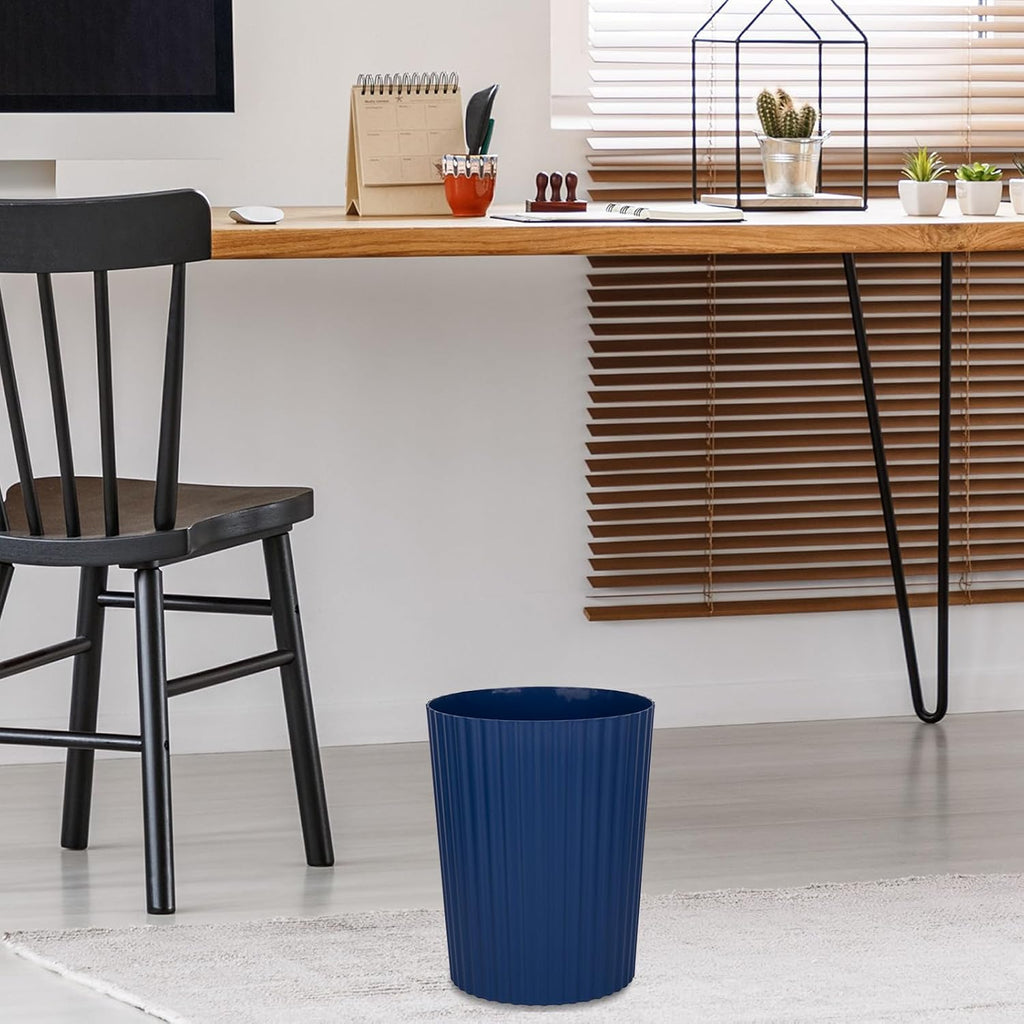 Small Bathroom Trash Can Plastic Wastebasket Garbage Can Navy Blue 2 Pack
