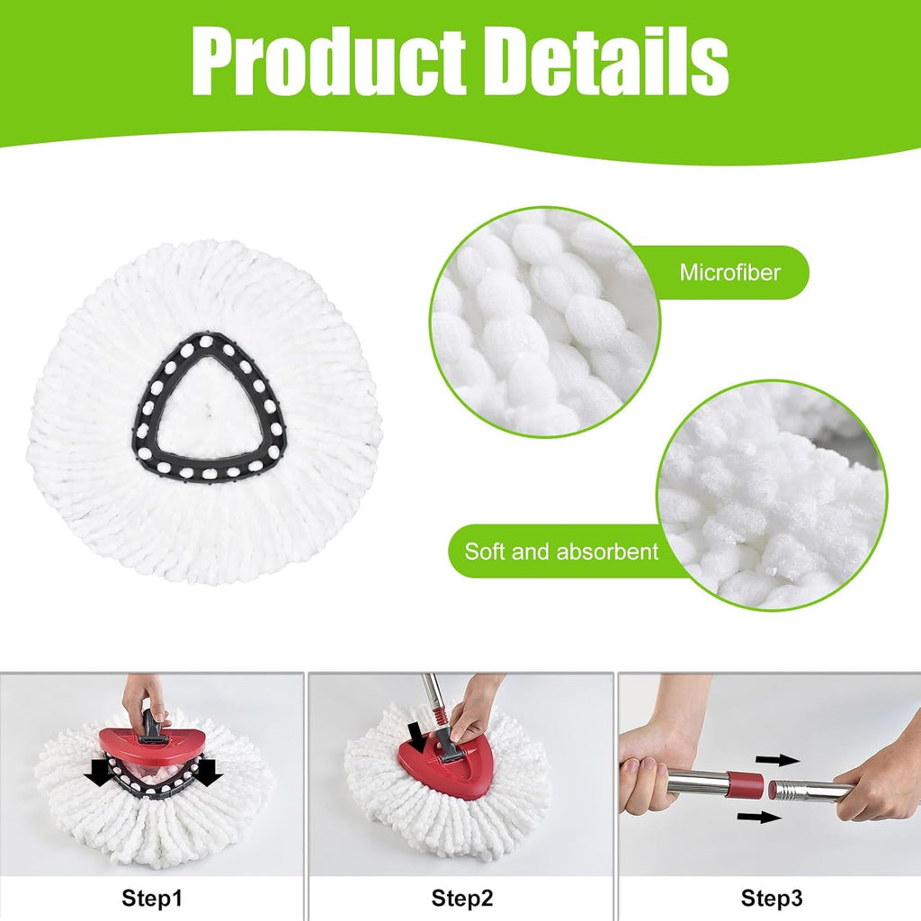 7 Pack Mop Heads Spin Mop Handle Scrub Brush Base Set for O-Cedar Easywring