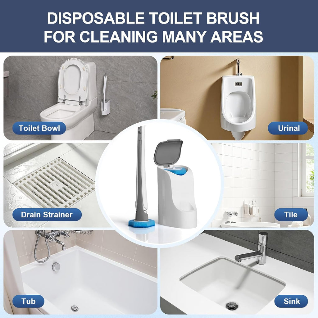 BOOMJOY Disposable Toilet Brush with 32 Toilet Bowl Cleaners Wand Refills