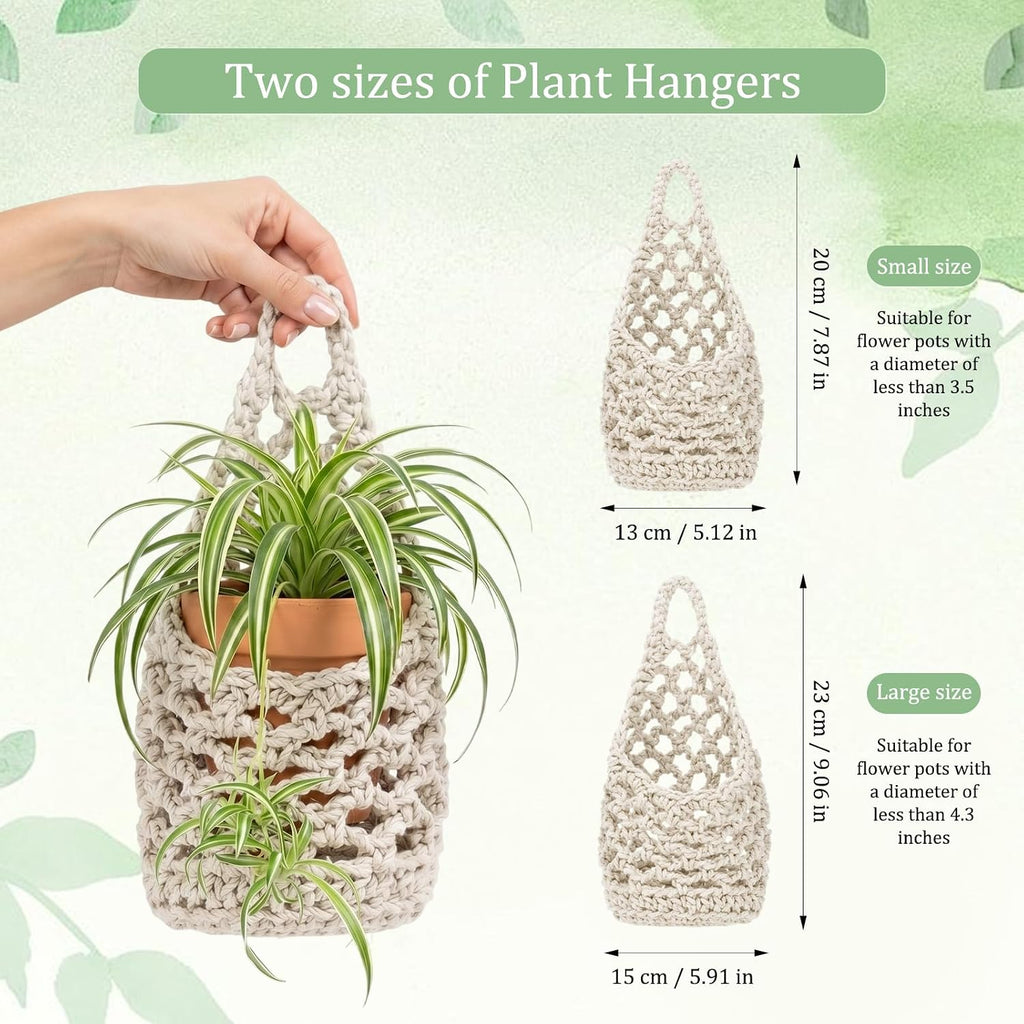 2 Pack 4-inch Macrame Wall Plant Hanger Hanging Planters, Beige