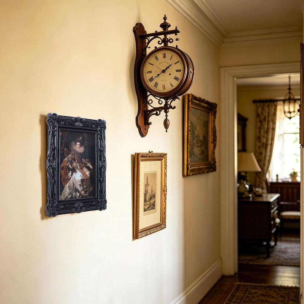 4x6 Vintage Picture Frames Ornate Black Antique Picture Frames 4x6 photo frame with Front Glass for Wall Hanging and Tabletop Unique Home Decor Wall Decor Living Room Victorian Style