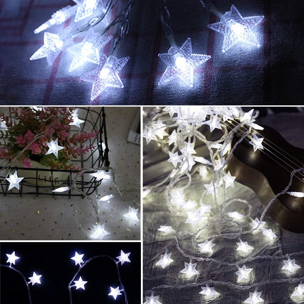 Twinkle Star 100 LED Star String Lights Plug in 33FT, White